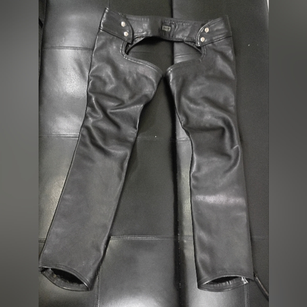 Vintage LEATHERMAKER Black Leather Chaps